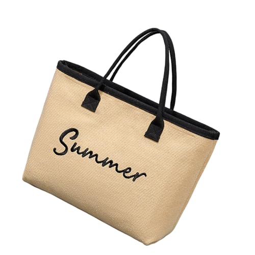 Sac de plage brodé pour femme à grande capacité et poignée supérieure élégante