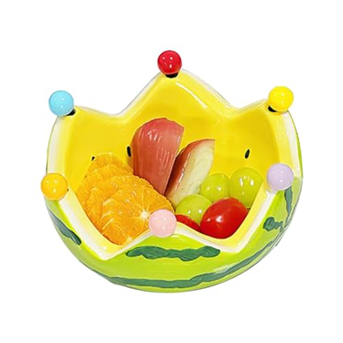 yakermur - Cuenco de frutas con forma de sandía - Ensaladera de cerámica con 6 tenedores de acero inoxidable - utensilio de cocina para casa, café, restaurante, fiesta, boda, cumpleaños, regalo