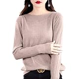 [PALAME] リブニット セーター レディース 長袖 【女性らしい上品なセクシーさ・やさしい肌触り】 ニット トップス ボートネック カットソー 柔らかい 伸縮性 薄手 着痩せ 着回し力 カジュアル きれいめ 婦人服 通勤 日常 春 秋 冬 (JP, アルファベット, L, カーキ)