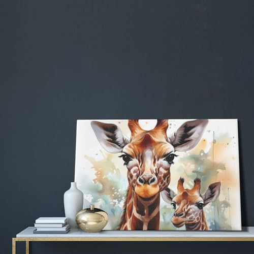 Impression HD sur toile aquarelle de cerf et girafe grand format - 5