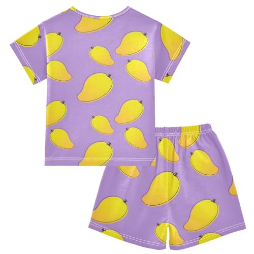 Mango Purple Cute Cartoon Pattern Summer Cute Pajama Sets, Short Sets for Daily Wears and Sleep Wears2
