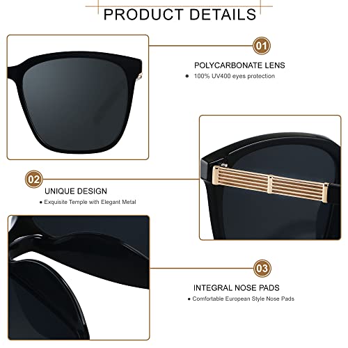 LYZOIT Oversized Sunglasses for Women Mirrored Big Large Shades Fashion Square Frame Sun glasses UV Protection3