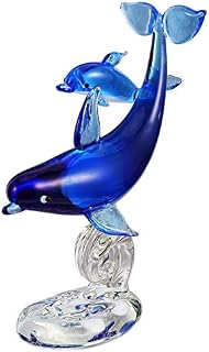 BESPORTBLE Glass Dolphin Figurines Animal Paperweight Blue Glass Dolphin Sea Animal Figurine Tabletop Decorative Showpiece Centerpiece 1Pcs