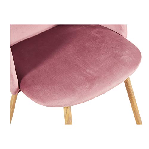 Eggree Mid-Century Modern Accent Living Room Chair Upholstered Velvet Armchair Kitchen Dining Chair With Solid Steel Leg For Living Room Bedroom Reception Room Accent Furniture,Rose Pink #TOP5