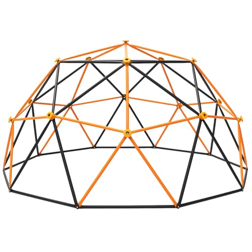 jumpfly 10FT Climbing Dome for Kids, 880LBS Heavy-Duty Geometric Dome Climber with Cat Paw Safety Holds, Anti-Rust Metal Jungle Gym Outdoor Play Equipment for Backyard, Ages 3-12