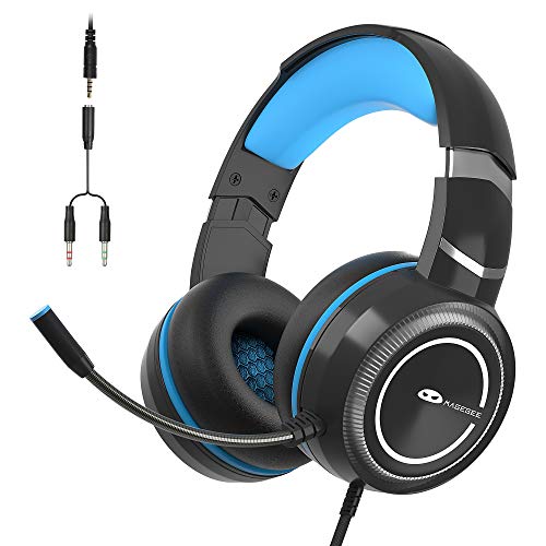 MageGee E6 Gaming Headset, Over-Ear Wired Gaming Headset with Microphone, Adjustable Headband, Volume Control, 3.5mm Jack Gaming Headphone for PS4, PC, Xbox One, Smartphone (Black)