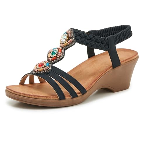 Sandales plateforme à talon bas élastique pour un confort absolu