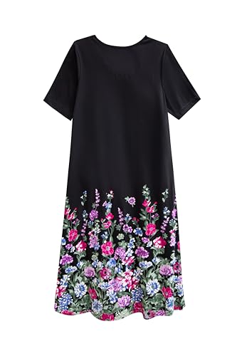 LA CERA Women's Printed 100% Cotton Dress, Scoop Neck, Short Sleeves, Floral Print, Two Side Seam Pockets, A-Line4