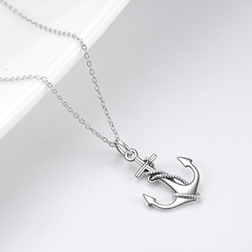 LUHE Anchor Necklace Sterling Silver Sailing Pendant Jewelry Sailor Gifts for Women3