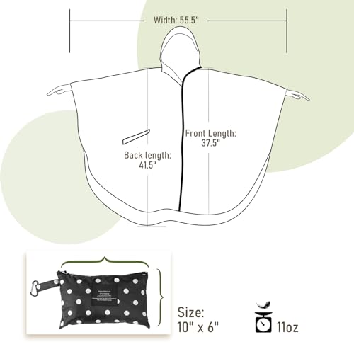 Image of SaphiRose Adult Rain Poncho Waterproof Hooded Zipper Raincoat with Pockets | OEKO-TEX Certified 100% Polyester, Lightweight Packable Storage Pouch, Heat-Sealed Seams, Quick-Dry for Outdoor Hiking