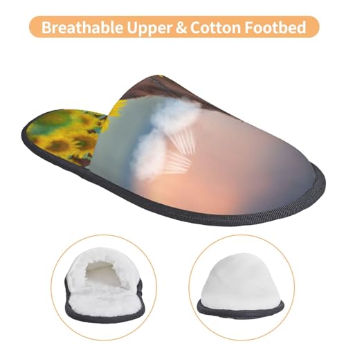 Horse Sunflowers Print House Slippers For Women And Men,Soft Slippers With Memory Foam,Non-Slip Indoor Home Shoes3