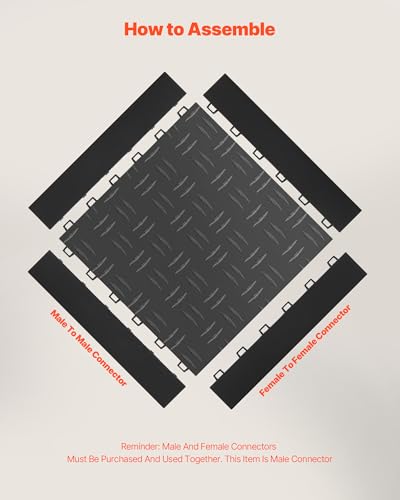 Image of VEVOR Male Garage Floors Transition Edge Kit, 15 PCS Sturdy PP Interlocking Modular Garage Floor Edging Slip-Resistant, Easy Assembly Compatible Only with VEVOR Upgraded 6-Lock Garage Mats, Black