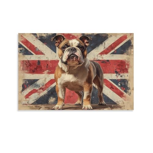 Tableau bouledogue decoration murale salon toile 50x75cm