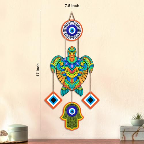 Image of Artvibes Sea Turtle Evil Eye Wall Hanging for Home Entrance | Nazar Protection MDF Wall Decor | Lucky Vastu Art for Living Room | Bedroom | Balcony | Office & Hallway | Housewarming Gift (WH 8545N)
