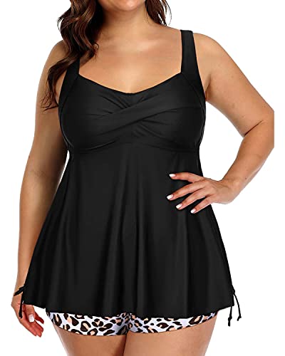 Image of Aqua Eve Women Plus Size Tankini Swimsuit Two Piece Flowy Swimdress Bathing Suits with Shorts