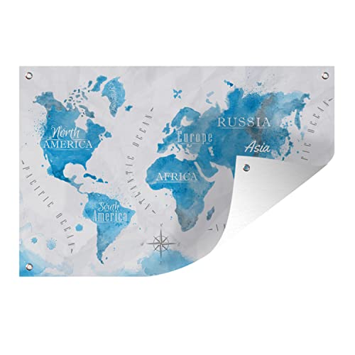 MuchoWow Outdoor-Poster Poster Wanddeko draußen Deko Garten Gartenposter 60x40 cm Weltkarten - Ölfarben MuchoWow Outdoor-Poster Poster Wanddeko draußen Deko Garten Gartenposter 60x40 cm Weltkarten - Ölfarben