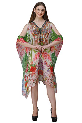 Image of RAVI RAJORIA Georgette Digital Printed Beach Wear Kaftan Blue Free Size R800 | Multi Color 2