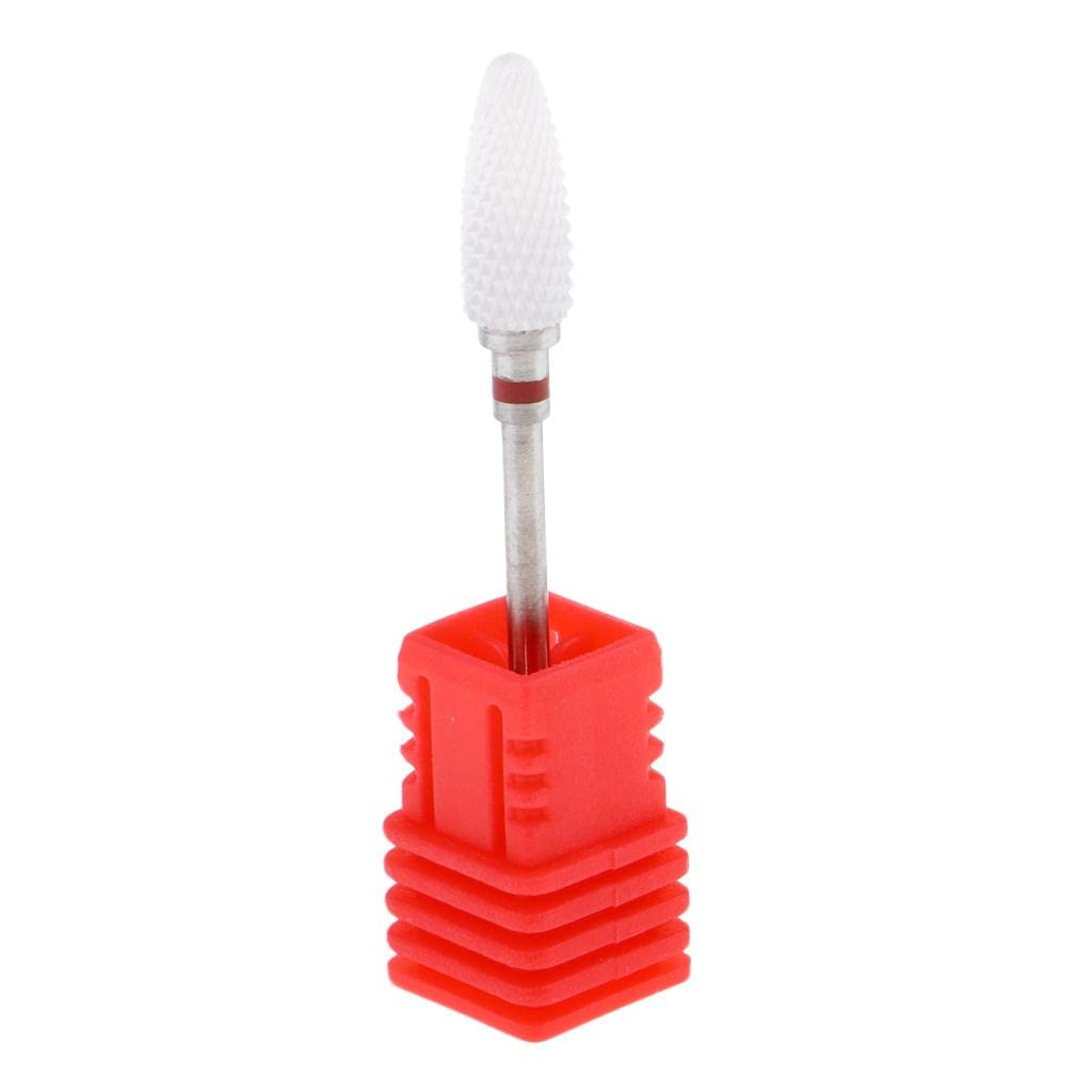 Moxic 3/32 Ceramic Polishing Head Nail Drill Bit for Electric Nail Machine Red-F