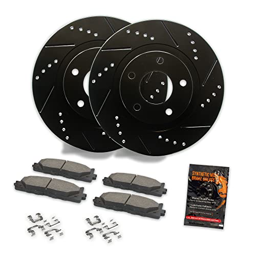 Max Advanced Brakes Elite XDS Front Cross-Drill & Slots Rotors with Elite Max Brake Pads KT061081
