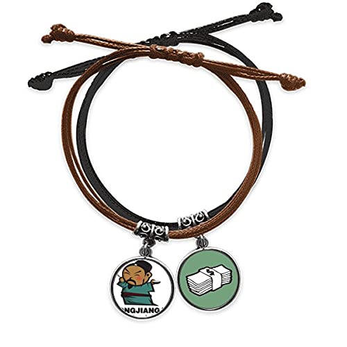 Pulsera de cuero de Los forajidos de Marsh Songjiang pulsera de cuerda de mano con amuleto