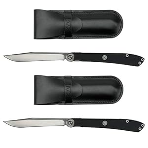 Kai Personal Steak Knife / Gentleman’s Knife 3.25″ (2 Pack), Folding Steak Knife, Includes Leather Sheath for Discreet Storage, Elegant Personal Dining & Kitchen Knife