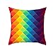 Epinki 45x45cm Kissenbezüge, 1 Stücke Sitzkissen mit Regenbogen Farben Rhombus Gitter Muster in Polyester, für Sofa, Schlafzimmer Dekor, Polyester, Bunt