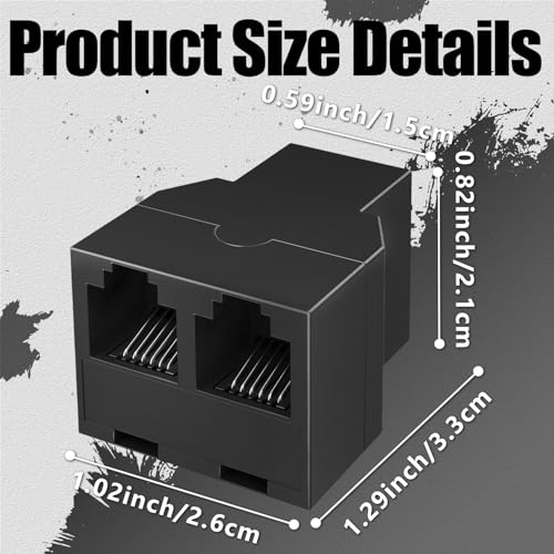 Image of RJ12 6P6C 1 Female to 2 Female Telephone Line Splitters, Uvital Telephone Landline Cable Connector and Separator(Black,2 Pack)