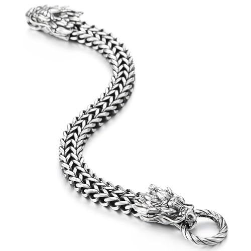 Pulsera vikinga vintage con cierre doble dragón en acero inoxidable miniatura 4