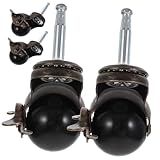 LIFKOME 4 Sätze Möbelrollen mit Bremse Drehbare Kugel lenkrollen aus Robuste Ersatz stuhlrollen für Bürostühle und Kleine Geräte Leise Kratzfest Geeignet für Teppich und Holzfußboden