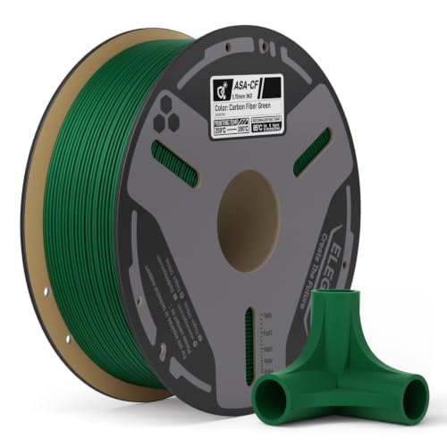 Image of ELEGOO Carbon Fiber ASA Filament 1.75mm Green 1KG, Low Warp for Outdoor Parts ASA CF Reinforced 3D Printer Filament, UV & Weather Resistant, High Rigidity, 1kg(2.2lbs) Spool Fits for Most FDM Printers
