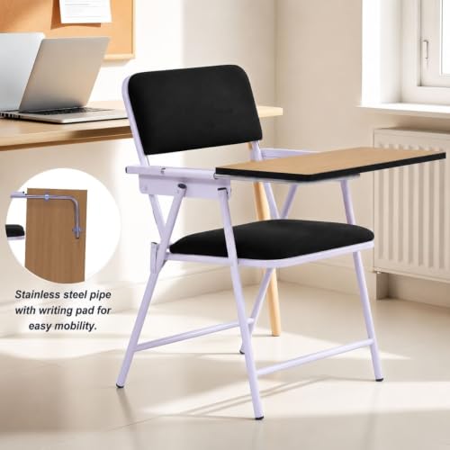Image of Spacecrafts Folding Cushion Study Chair | Space Saving | Desk Chair | Powder Coated with Cushion | Chair with Writing Pad