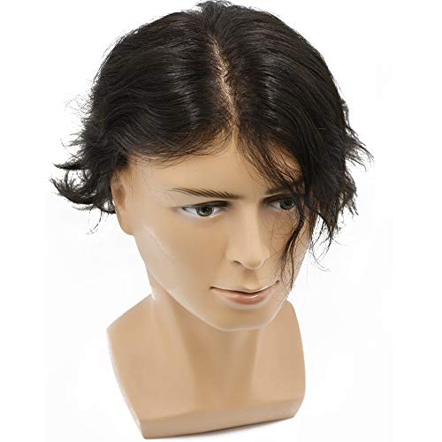 Hairnotion Super Thin Skin Amazing Natural 100% High Grade Hair Light To Medium Off Black With 20% gray hairToupee For Men (1B20#) - Image 3