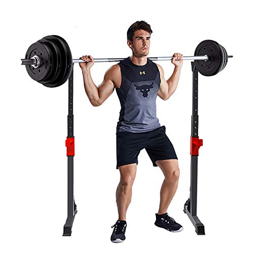 Alderman Pair of Adjustable Squat Rack Standard 40-63 Inch Solid Steel Squat Stands Barbell Free-Press Bench Home Gym Portable Dumbbell Racks Stands Max Load 550LB