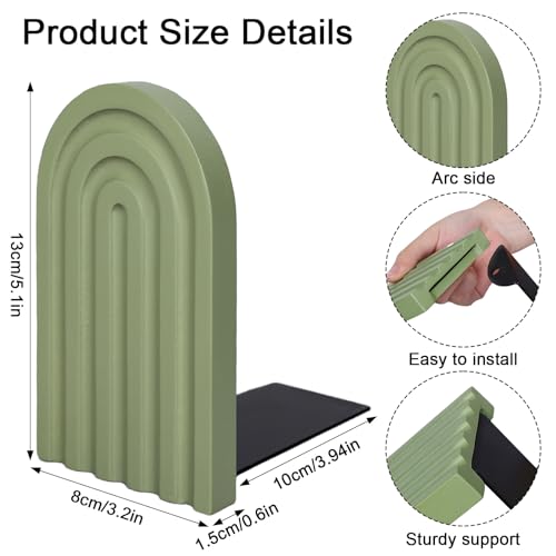 Sujetalibros de madera arco iris con base estable para estanterías modernas 3