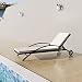 Produktbild Tidyard Gartenliege mit Rollen Sonnenliege Rattan mit Auflage Relaxliege Liegestuhl Garten Lounge für Garten Terrasse Schwimmbad, Schwarz