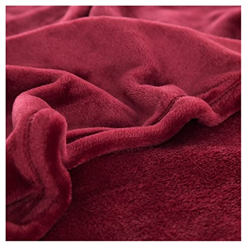 XuuSHA Plush Warm Blanket Blanket Winter Solid Color Super Warm Soft Coral Fleece Blanket Travel Plaids Bedspreads Winter Gift (Color : Red, Size : 50x70cm)