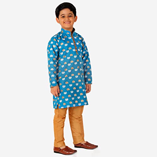 Image of Pro-Ethic Style Developer Kurta Pajama For Kids Boys | Cotton | Floral Print | Ethnic Wear (S-204)