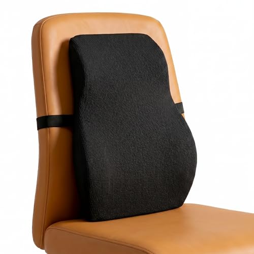 Image of betterhood PosturePro Premium Back Support Cushion for Office Chair and Car Seat | High Density 100% Memory Foam, Cotton Cover | Large Size | Orthopedic Ergonomic Lumbar Backrest for Back Pain (Black)