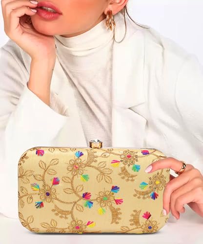 Image of LONGING TO BUY Hand Crafted Designer Box Clutch - Zari Embroidery For Women