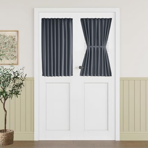 Vatge Small Front Door Curtains - 40 Inch Length Door Curtains for Door Windows, 1 Panel, W25 x L40, Grey