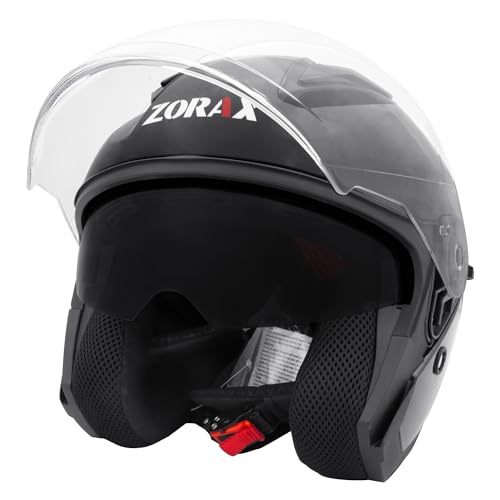 Casque jet moto vintage Zorax Noir L double visière homologué ZOR-608