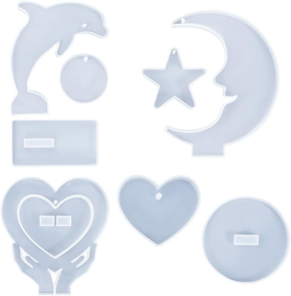 Star Moon Dolphins Love Heart Mold DIY Photo Frame Pendant Living Room Decoration Photo Frame Ornament Silicone Mold