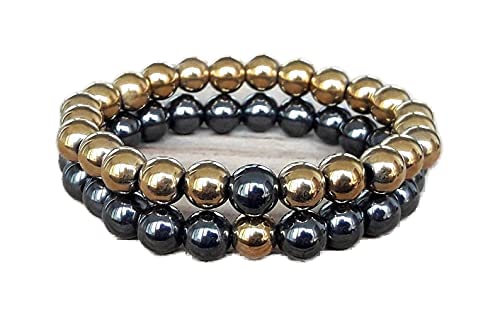 Bracelets couple amoureux hématite 8mm cadeau Saint-Valentin
