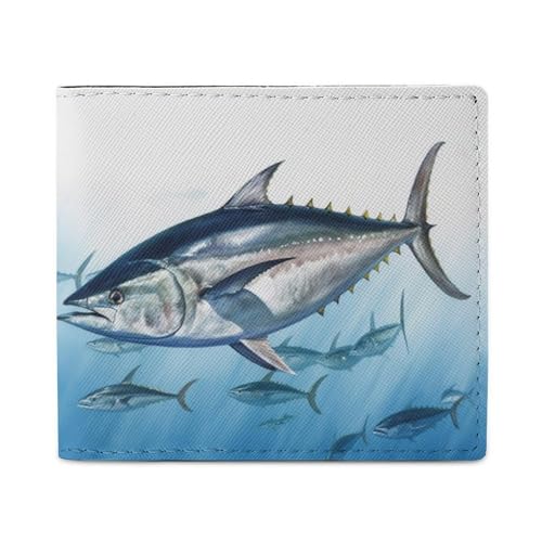 Wallet for Men Credit Card Holder Bluefin Tuna Thunnus Slim Wallet for Women Bifold Cash Wallet Coin Pocket