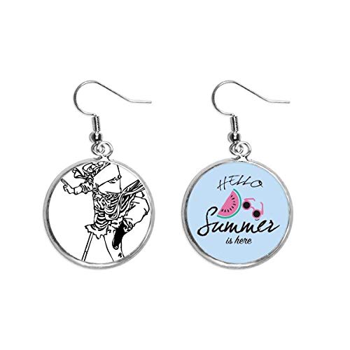 Pendientes de sandía ligeros que protegen el lóbulo con diseño de dibujo chino