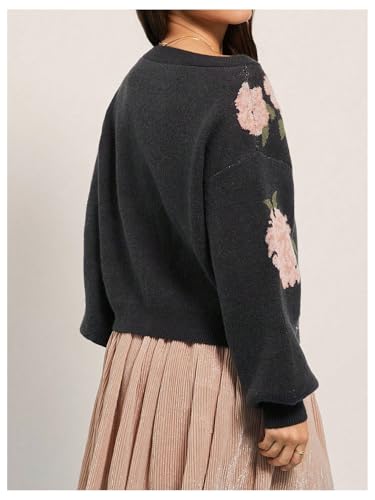 SOLY HUX Women's Vintage Floral Sweater Boat Neck Long Sleeve Knit Casual Pullover Tops3