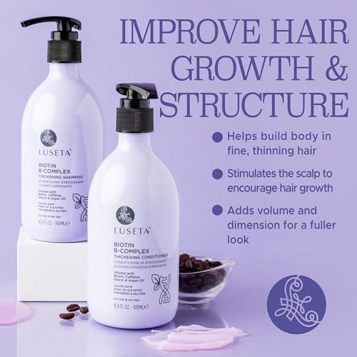 Luseta B-Complex Shampoo & Conditioner Set for Hair Growth and Strengthening, Routine shampoo and Conditioner for women hair loss, Biotin Shampoo and Conditioner for Thinning Hair All Types 2 x 16.9oz