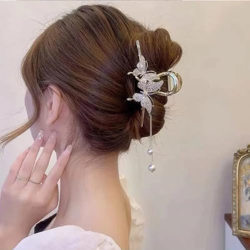 Image of Hair Clutcher For Women | Stylish Hair Claws For Girls | Trendy Alloy Metal Clips | Fashionable Girls Hair Accessories | Suitable In Various Occasions (Rhimestone) Pack Of 1