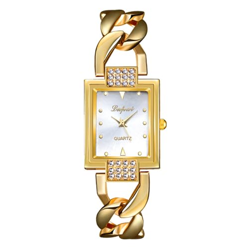 Lancardo Women Square Wrist Watch: Quartz Analog Gold Silver Tone Bracelet Dress Watch Casual Business Valentines Day Christmas Birthday