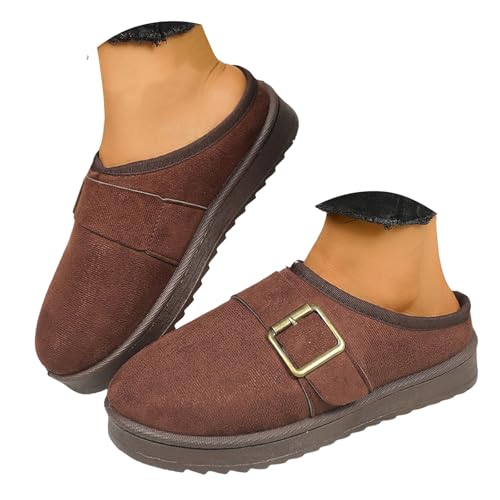 Women's Slippers Fuzzy Cozy Short Ankle Shoes Indoor Outdoor Mules Warm House Slippers for Woman Cute Fluffy Clogs Womens Platform Fleece Lined Memory Foam Suede Winter Plush Slipper